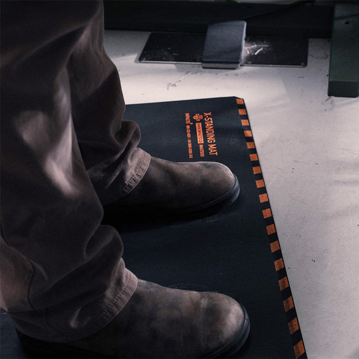 IMPACTOMAT Anti-fatigue Standing Mats are specially designed to reduce impact and fatigue on your feet, legs and lower back stress while you work. IMPACTOMAT's are made with resilient closed-cell foam which does not compress or absorb liquids or petroleum products.