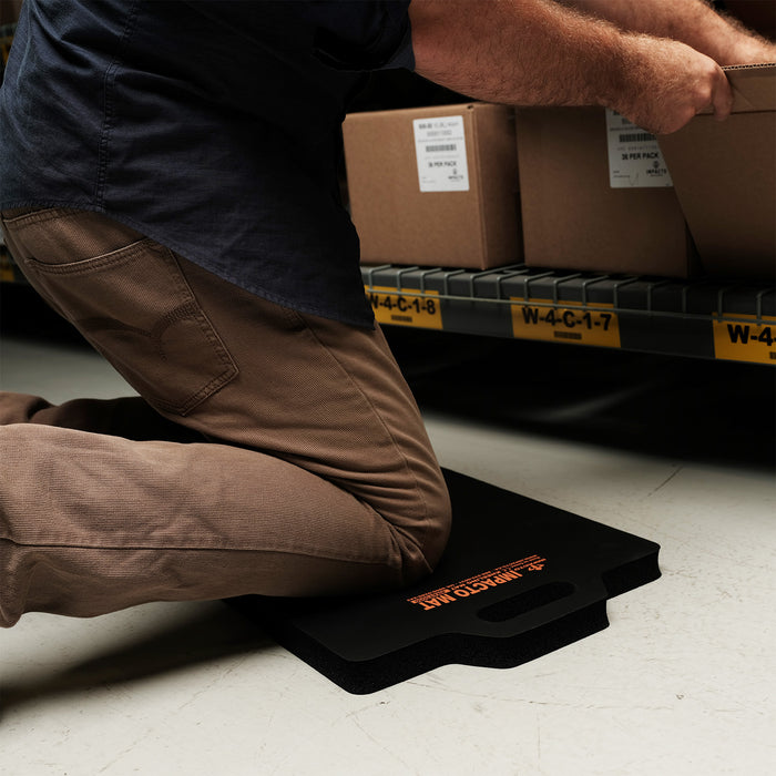 IMPACTOMAT Anti-fatigue Kneeling Mats are specially designed to protect your knees from abrasions and reduce knee trauma and lower back stress while you work. IMPACTOMAT's are made with resilient closed-cell foam which does not compress or absorb liquids.
