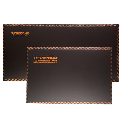 IMPACTOMAT Anti-fatigue Standing Mats are specially designed to reduce impact and fatigue on your feet, legs and lower back stress while you work. IMPACTOMAT's are made with resilient closed-cell foam which does not compress or absorb liquids or petroleum products.
