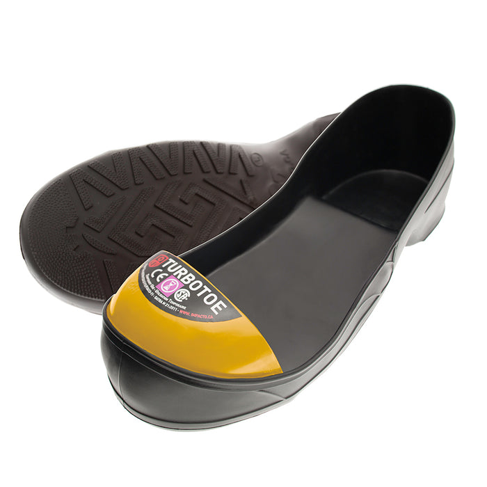 Turbotoe Steel Cap Overshoes are steel toe caps that fit over existing shoes to give you temporary steel toe cap protection instead of needing steel toe boots