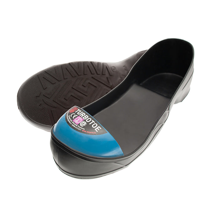 Turbotoe Steel Cap Overshoes are steel toe caps that fit over existing shoes to give you temporary steel toe cap protection instead of needing steel toe boots
