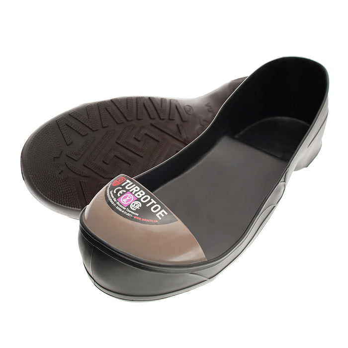 Turbotoe Steel Cap Overshoes are steel toe caps that fit over existing shoes to give you temporary steel toe cap protection instead of needing steel toe boots