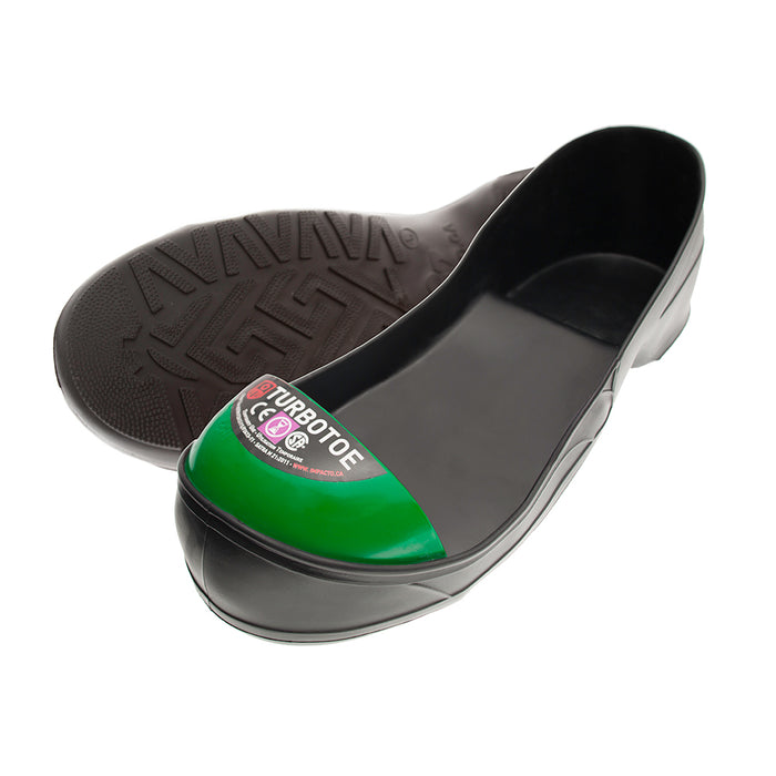 Turbotoe Steel Cap Overshoes are steel toe caps that fit over existing shoes to give you temporary steel toe cap protection instead of needing steel toe boots