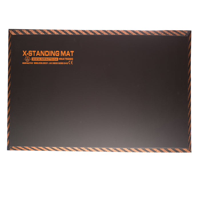 IMPACTOMAT Anti-fatigue Standing Mats are specially designed to reduce impact and fatigue on your feet, legs and lower back stress while you work. IMPACTOMAT's are made with resilient closed-cell foam which does not compress or absorb liquids or petroleum products.