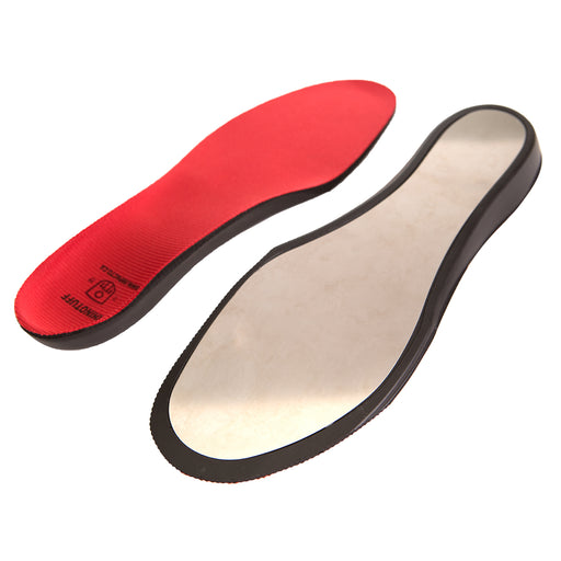 RHINTOTUFF Puncture Resistant Insoles are made with a stainless steel plate cushioned between layers of hypo-allergenic anti-fatigue moisture-wicking fabric to provide protection against puncture wounds caused by sharp objects
